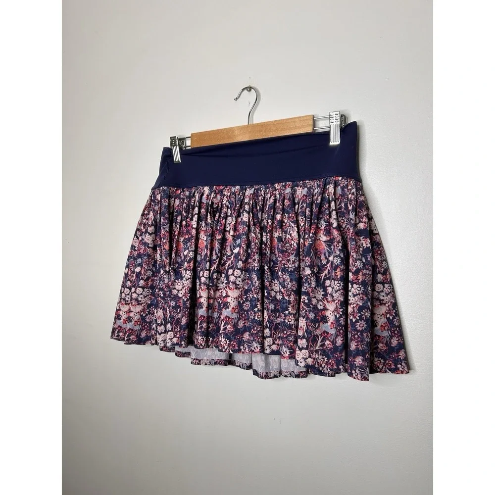 OFFLINE By Aerie Blue Pink Floral Pleated Tennis Skirt Skort Size Large